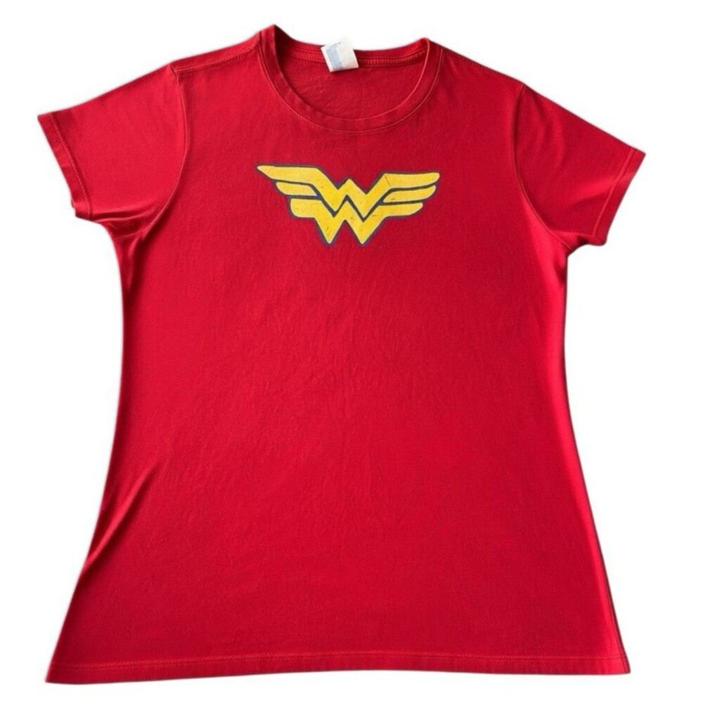 Wonder Woman Logo Fitted T-Shirt Women’s Medium Red DC Comics Graphic Tee